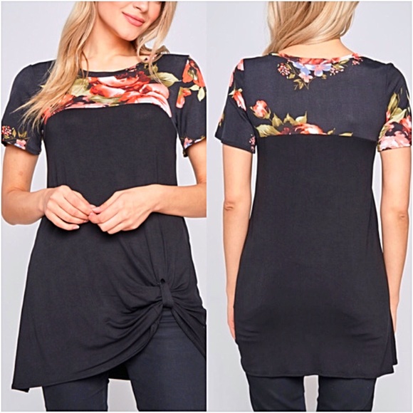 ☄️FLASHSALE Flattering Floral Knotted Tunic Top S - Picture 4 of 7